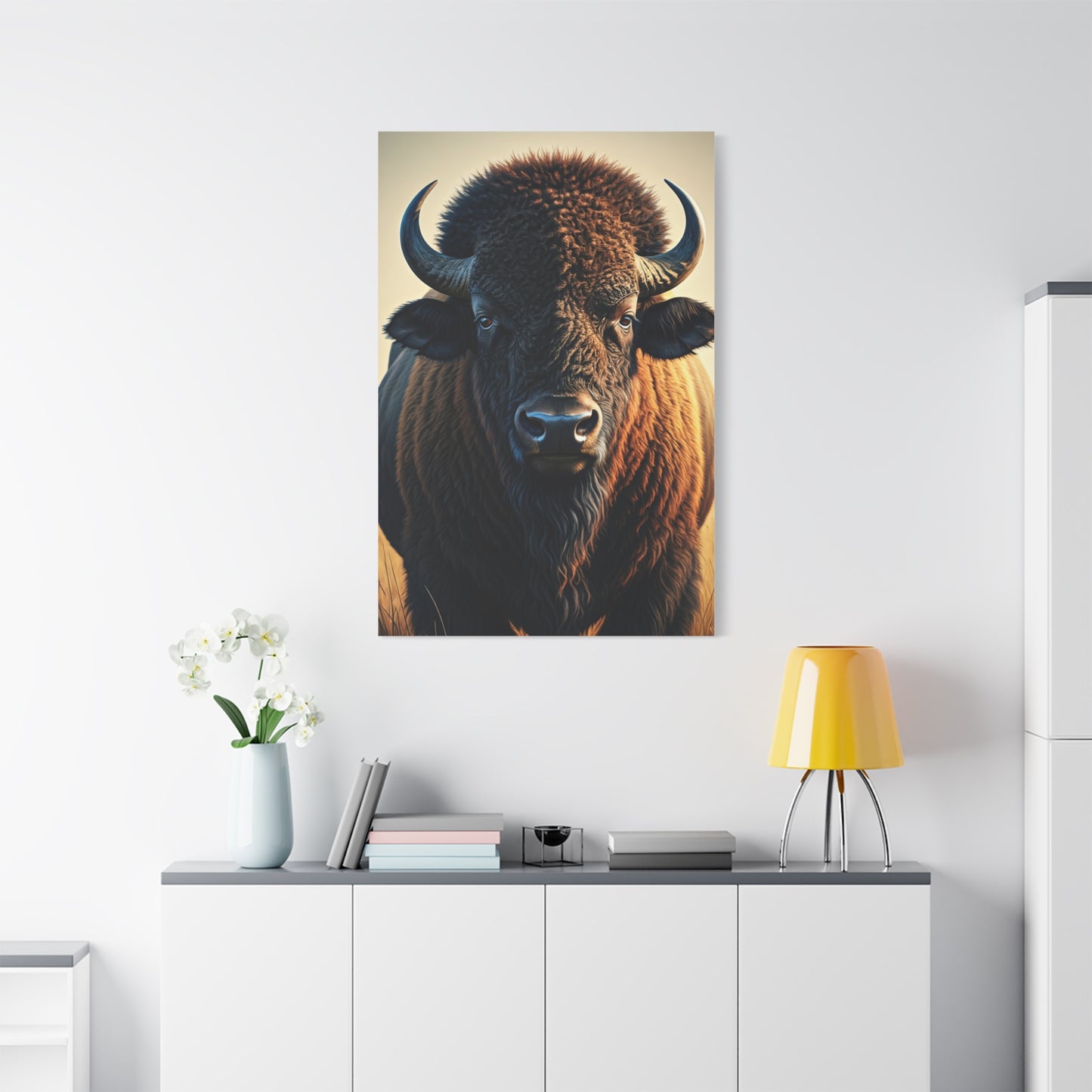 Golden Light American Bison Portrait Wall Art & Canvas Print