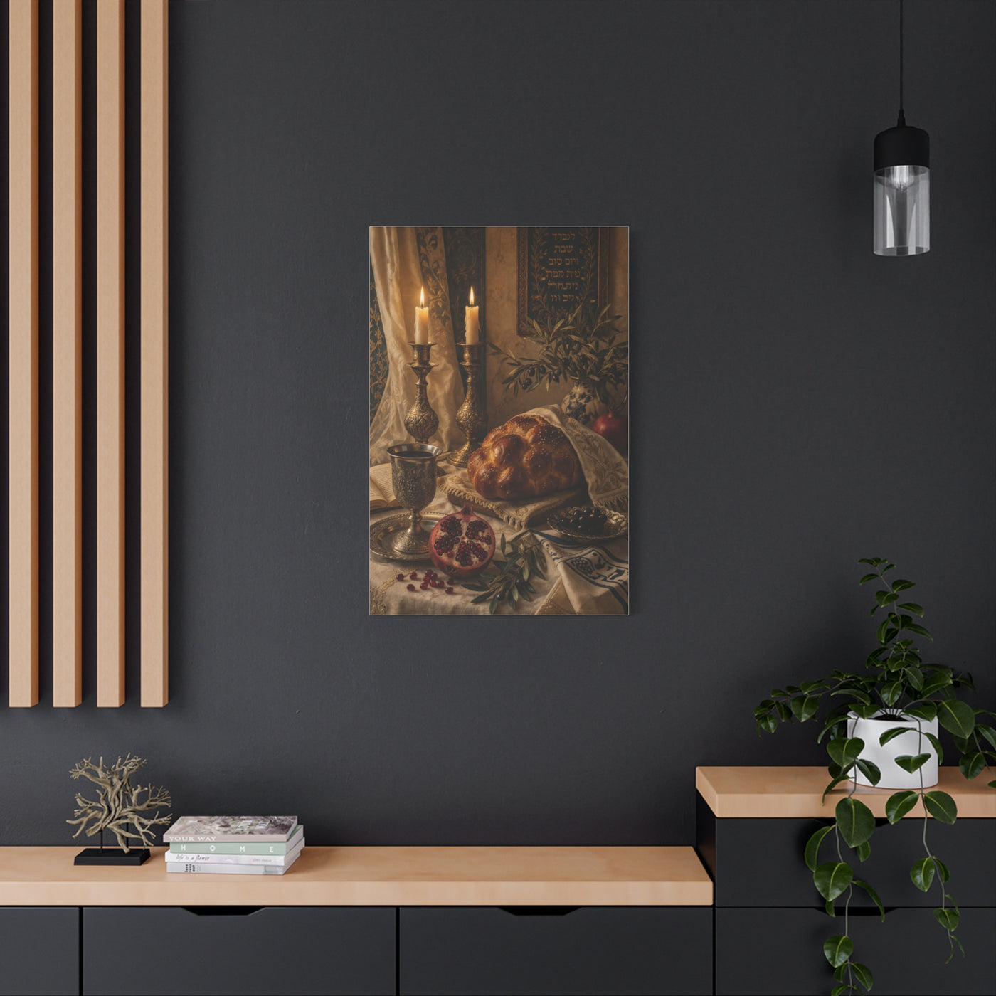 Shabbat Candlelight Still Life Wall Art & Canvas Print