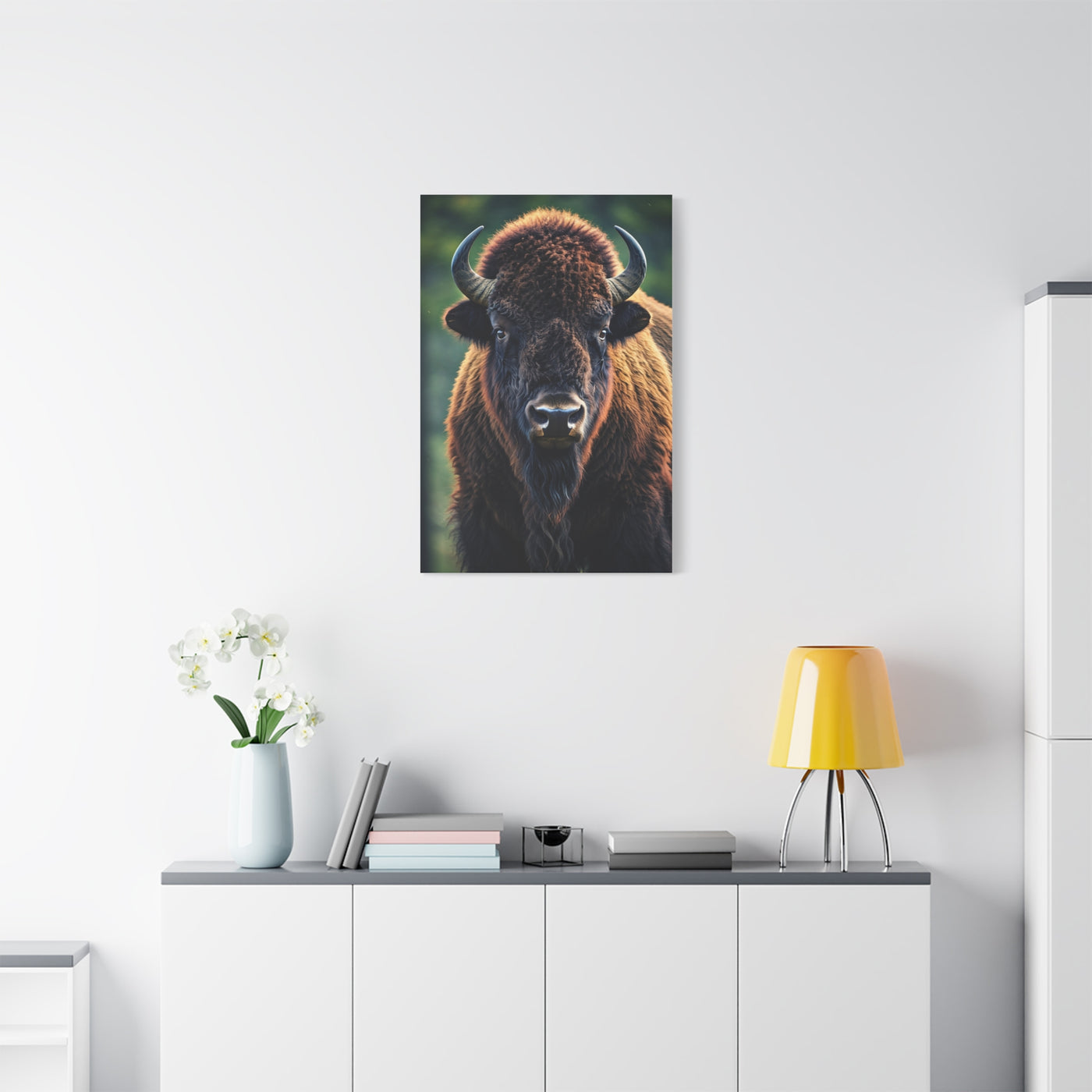 Vibrant Prairie Bison with Natural Green Backdrop Wall Art & Canvas Print