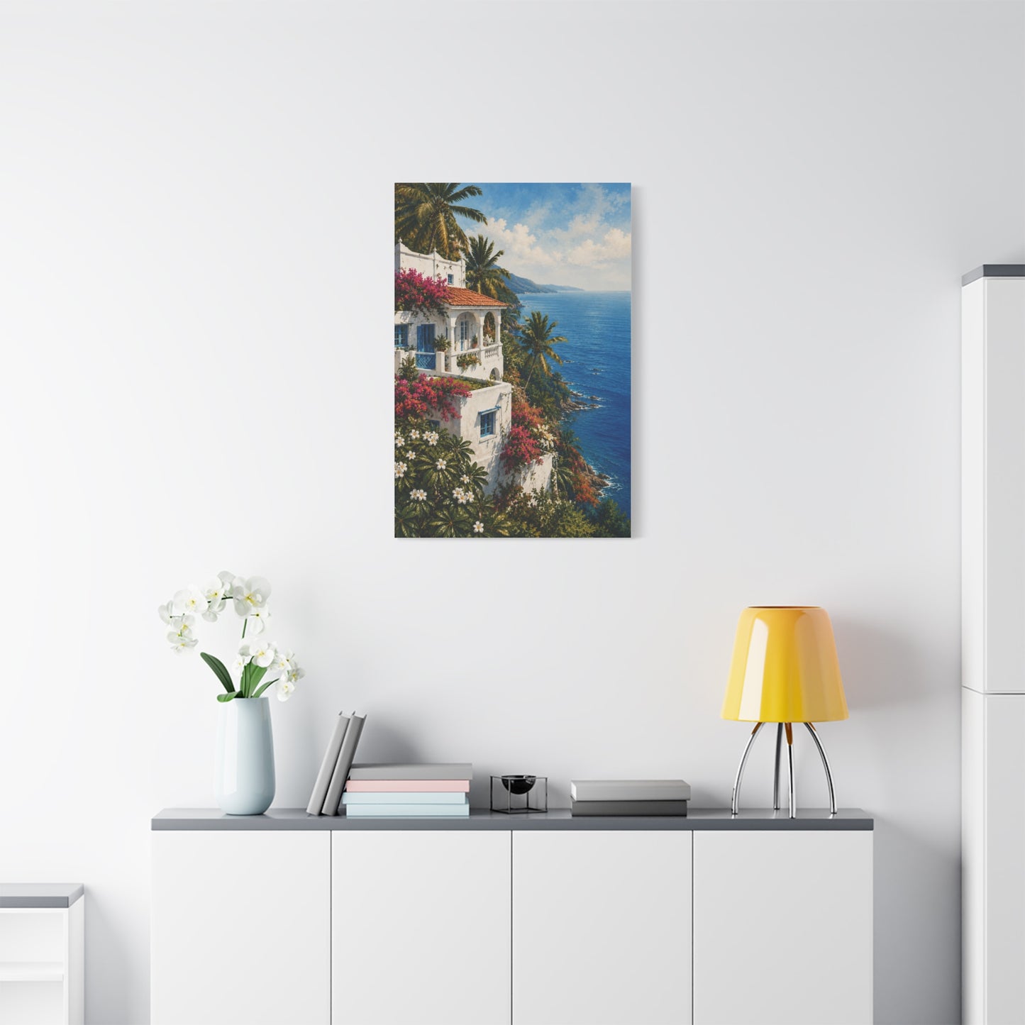Mediterranean Coastal Villa Escape Tropical Wall Art & Canvas Print