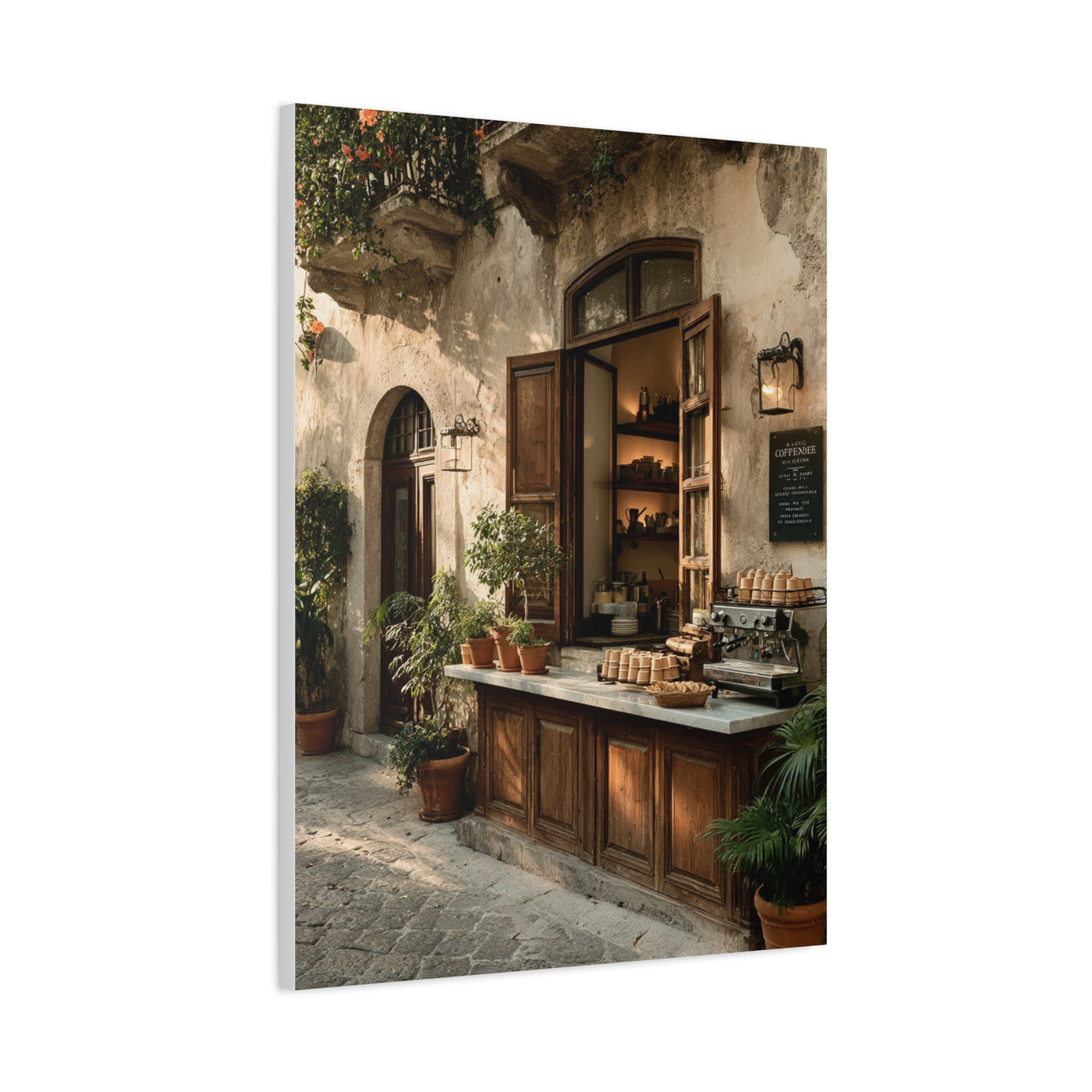 Rustic Italian Café Courtyard Wall Art & Canvas Print