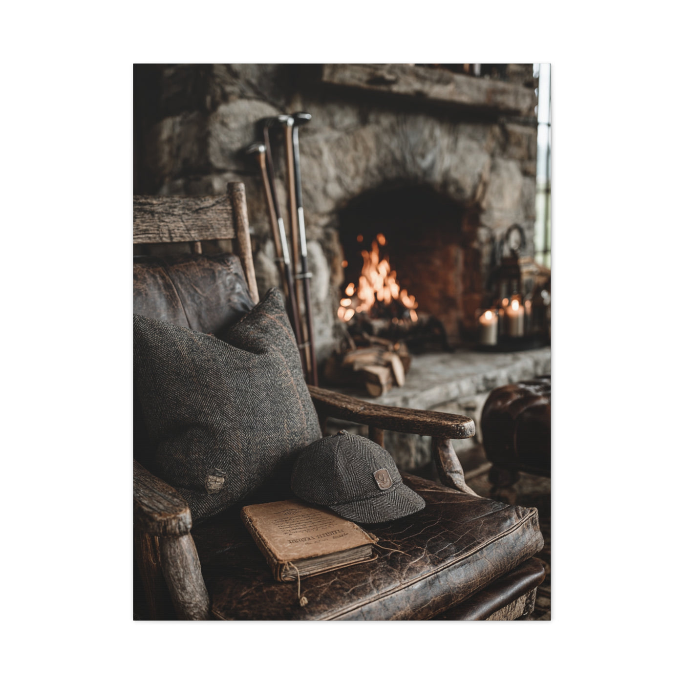 Old Caddie Chair Fireside Golf Still Life Wall Art & Canvas Print
