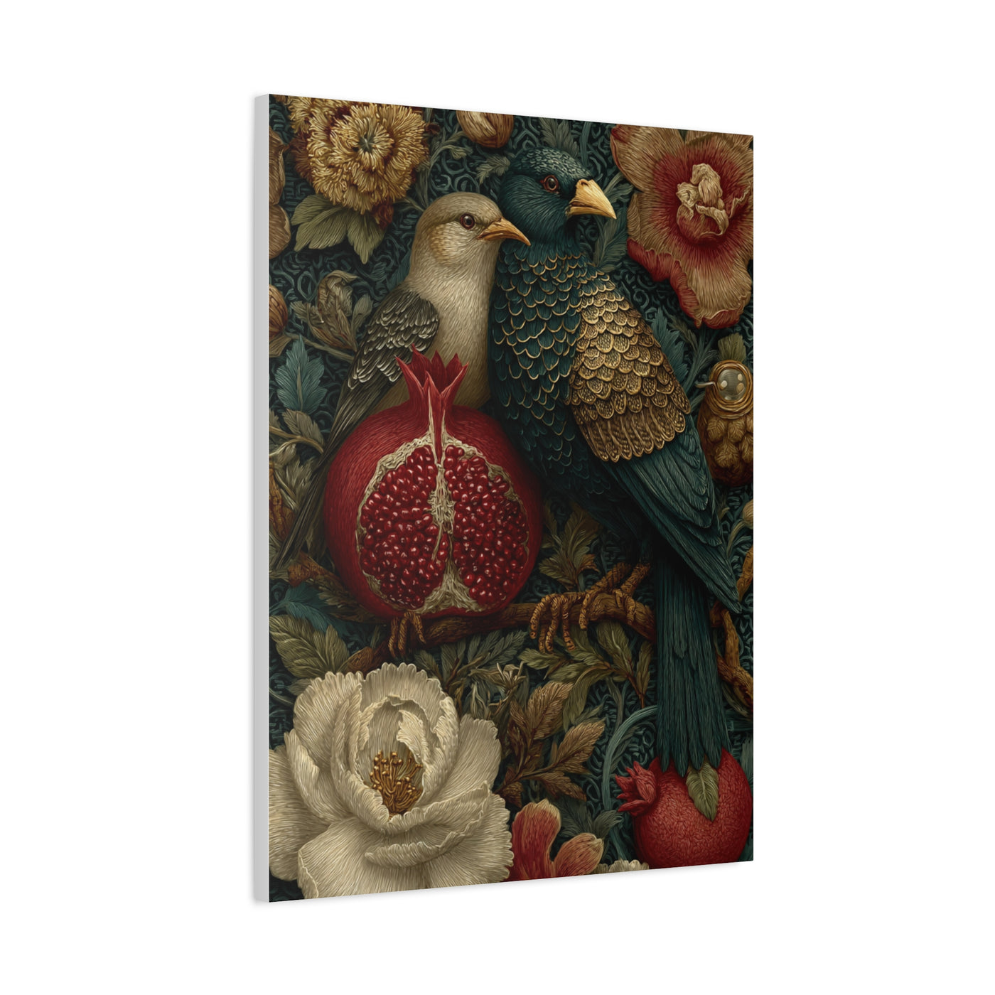 Vintage Botanical Birds & Pomegranate Wall Art & Canvas Print