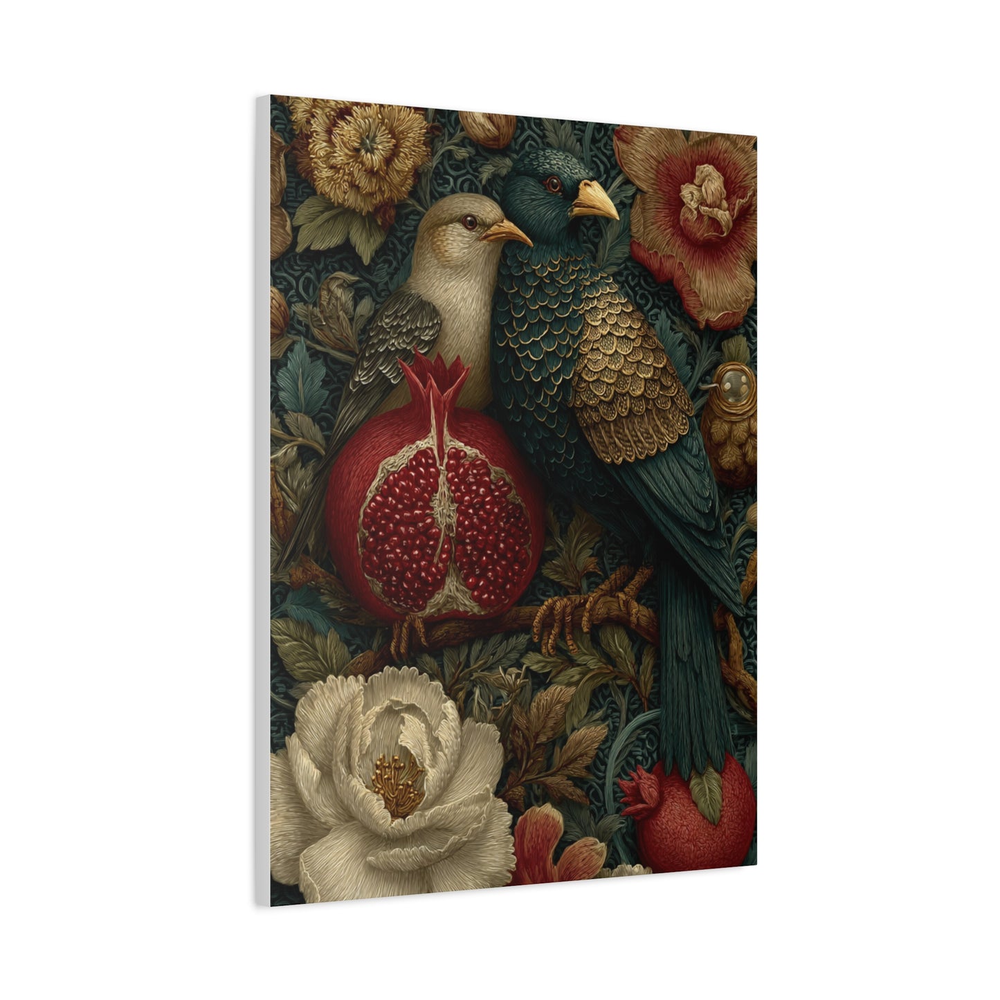 Vintage Botanical Birds & Pomegranate Wall Art & Canvas Print