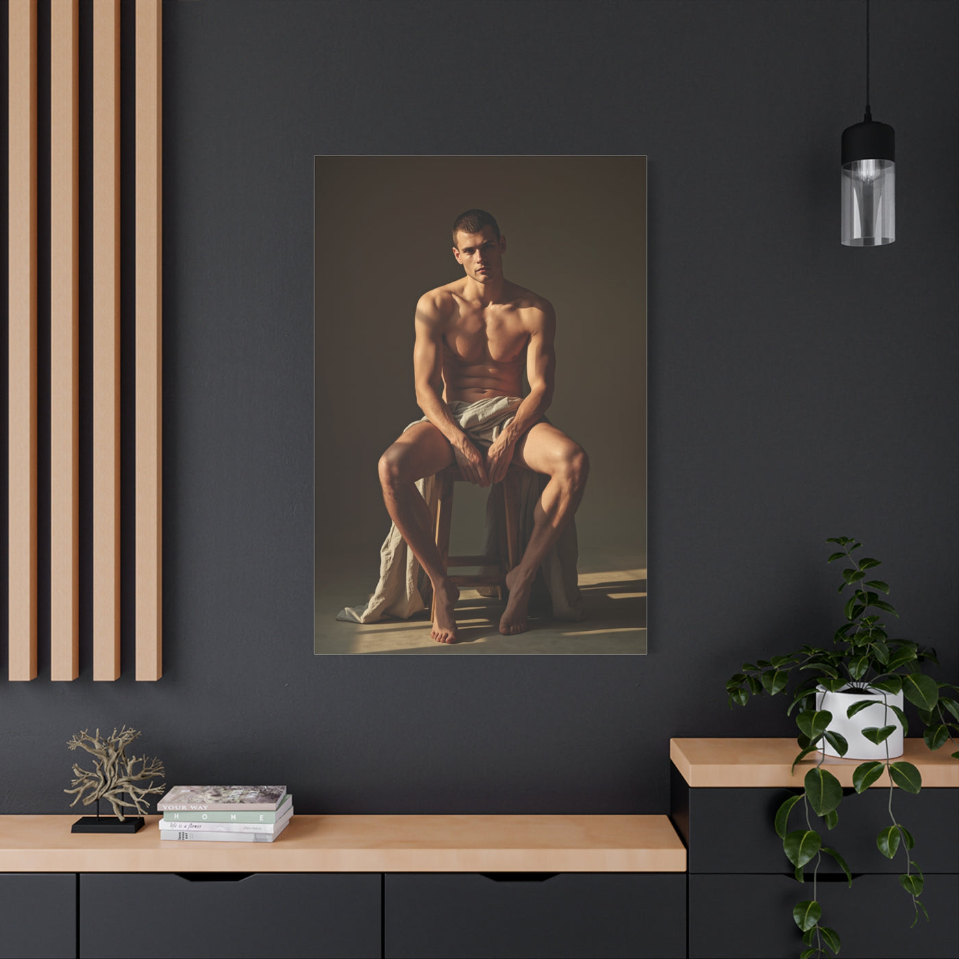 Masculine Seated Figure Study Wall Art & Canvas Print