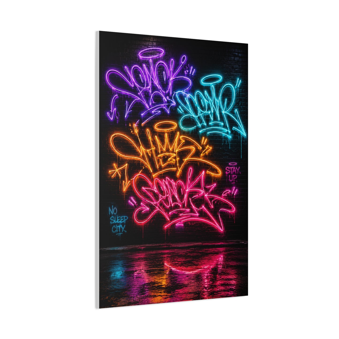 Neon Graffiti Tags Urban Glow Street Wall Art & Canvas Print