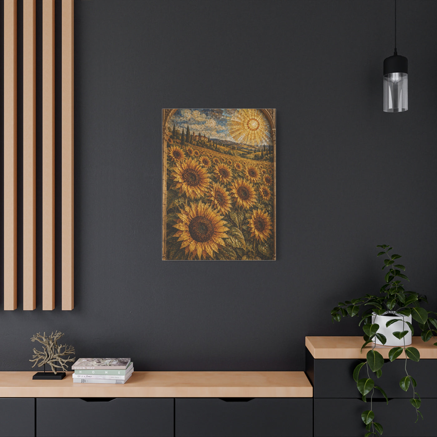Architectural Mosaic Sunflower Field Wall Art & Canvas Print