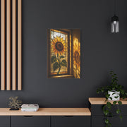 Golden Light Stained Glass Sunflower Wall Art & Canvas Print