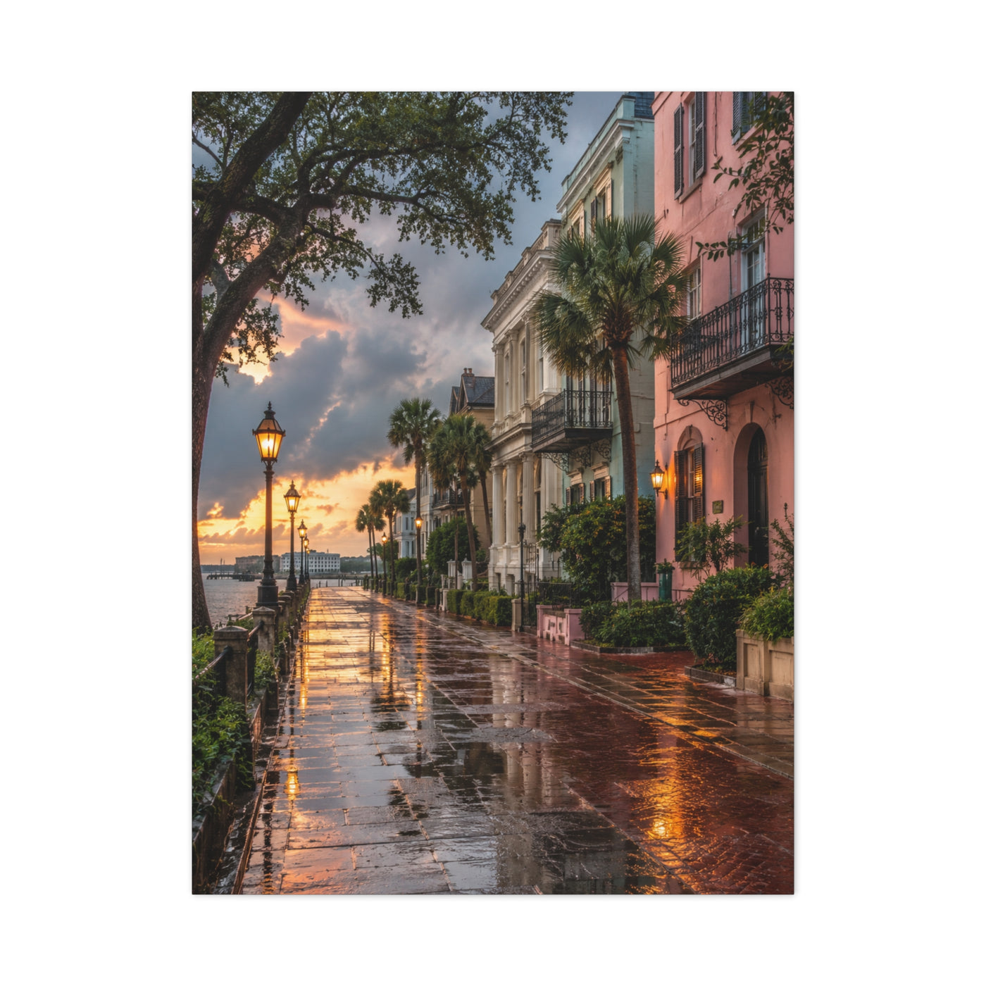 Charleston Battery District After Rain Wall Art & Canvas Print
