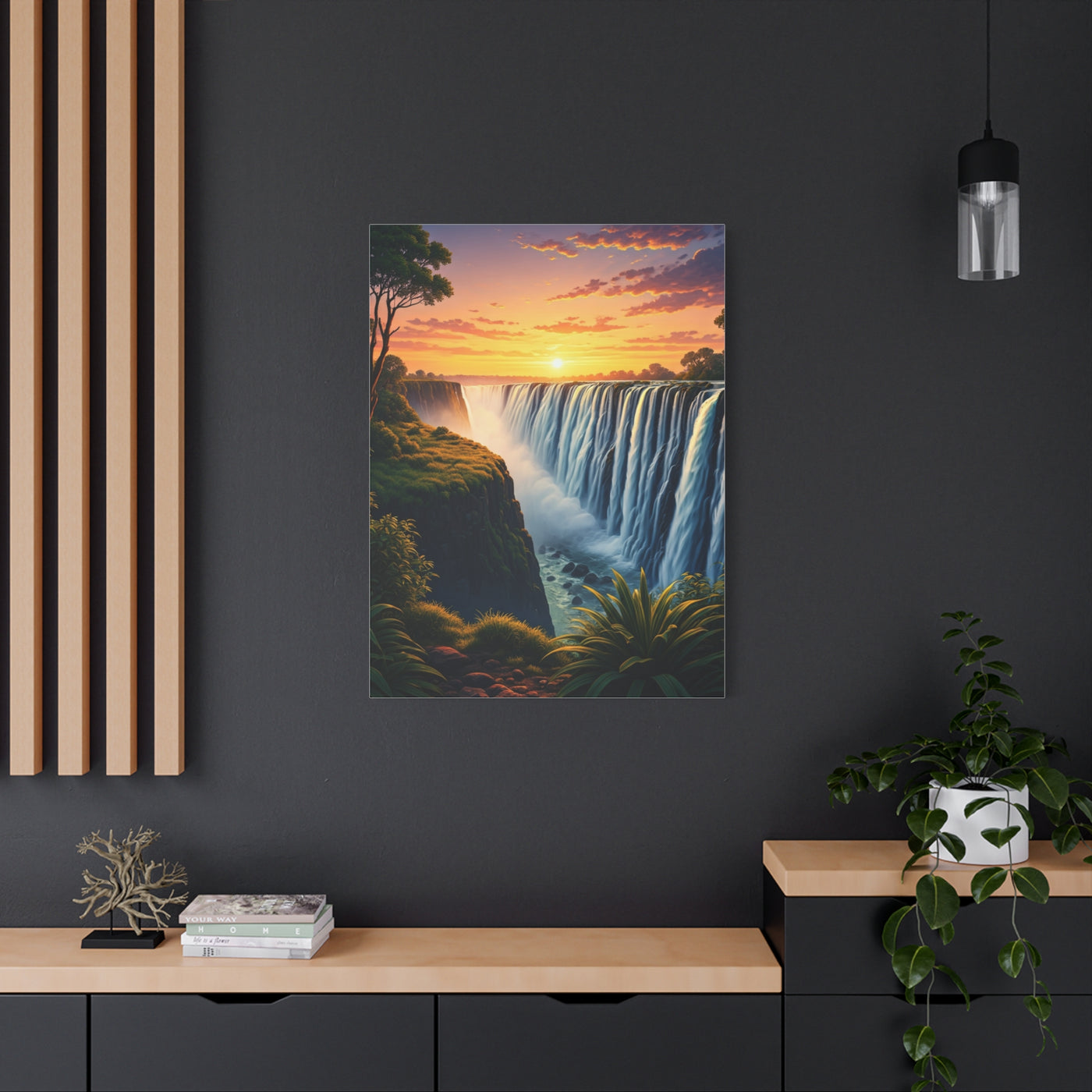 Waterfall at Golden Horizon Wall Art & Canvas Prints