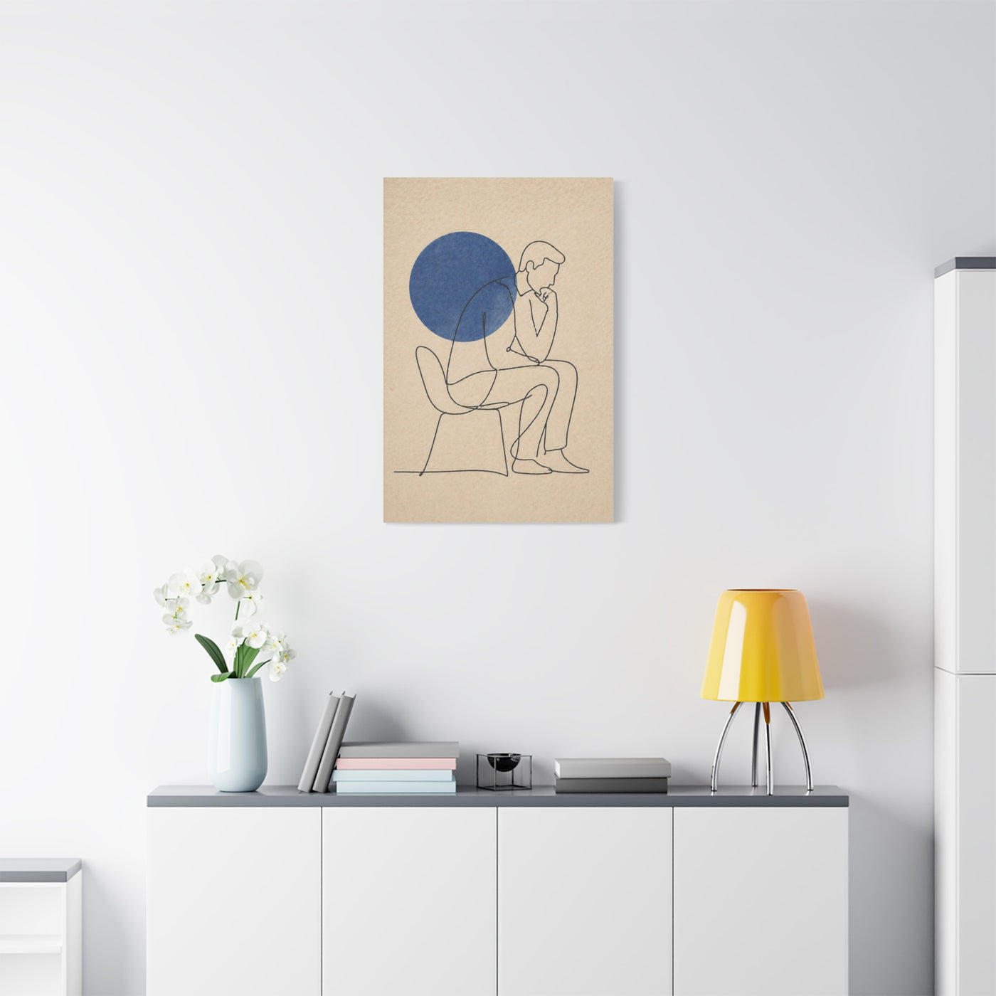 Modern Thinker Line Study Wall Art & Canvas Print