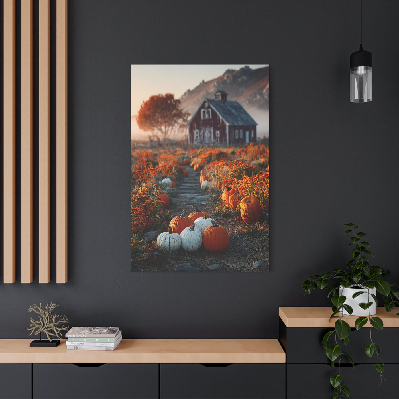 Pumpkin Patch Farm Path Wall Art & Canvas Print