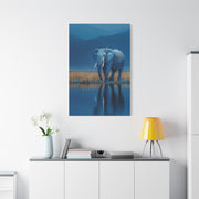 Elephant Blue Hour Reflection Wall Art & Canvas Print