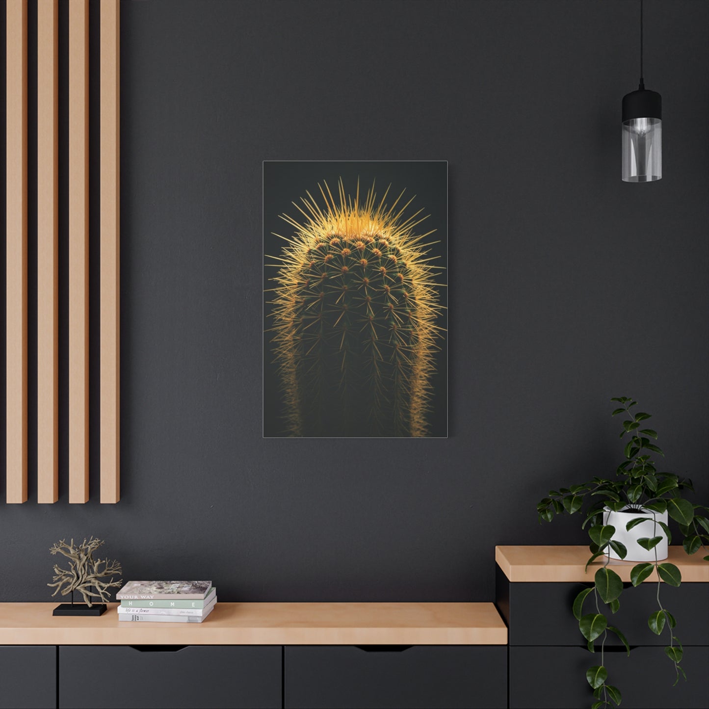Golden Halo Cactus Sculpture Wall Art & Canvas Prints