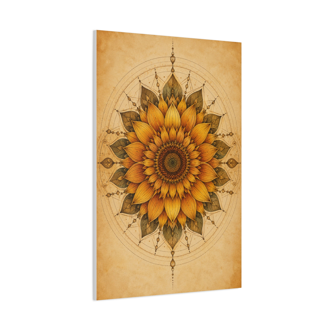 Sacred Sunflower Mandala Wall Art & Canvas Print