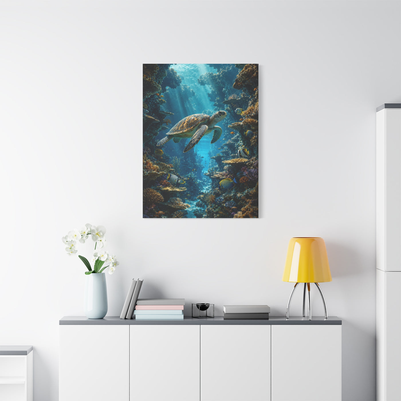 Deep Reef Canyon Turtle Journey Tropical Wall Art & Canvas Print