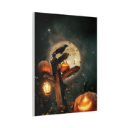 Crow on Pumpkin Signpost Under the Full Moon Wall Art & Canvas Print