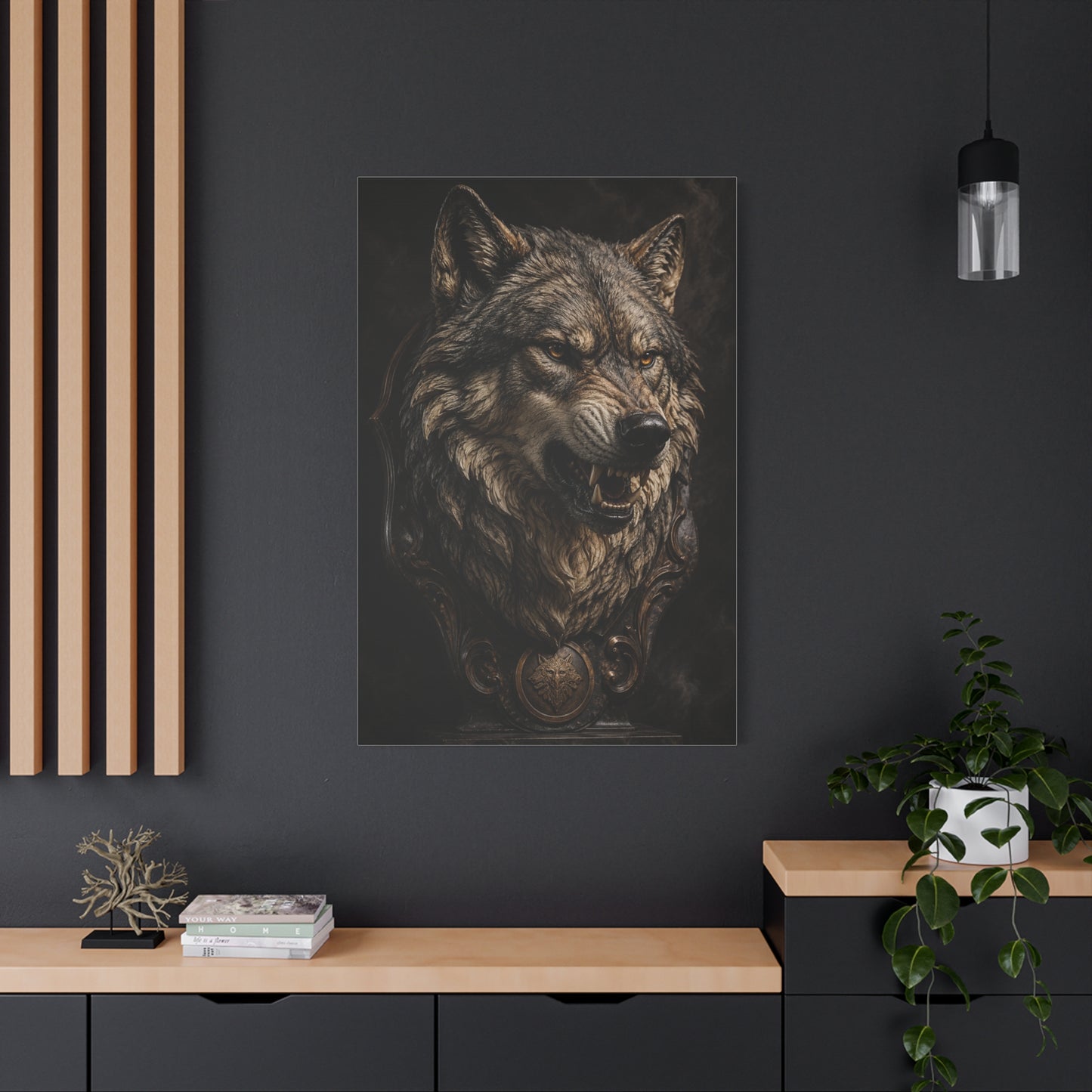 Baroque Gothic Wolf Head Sculpture Portrait Wall Art & Canvas Print