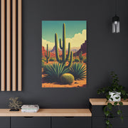 Sunlit Saguaro Desert Illustration Wall Art & Canvas Prints