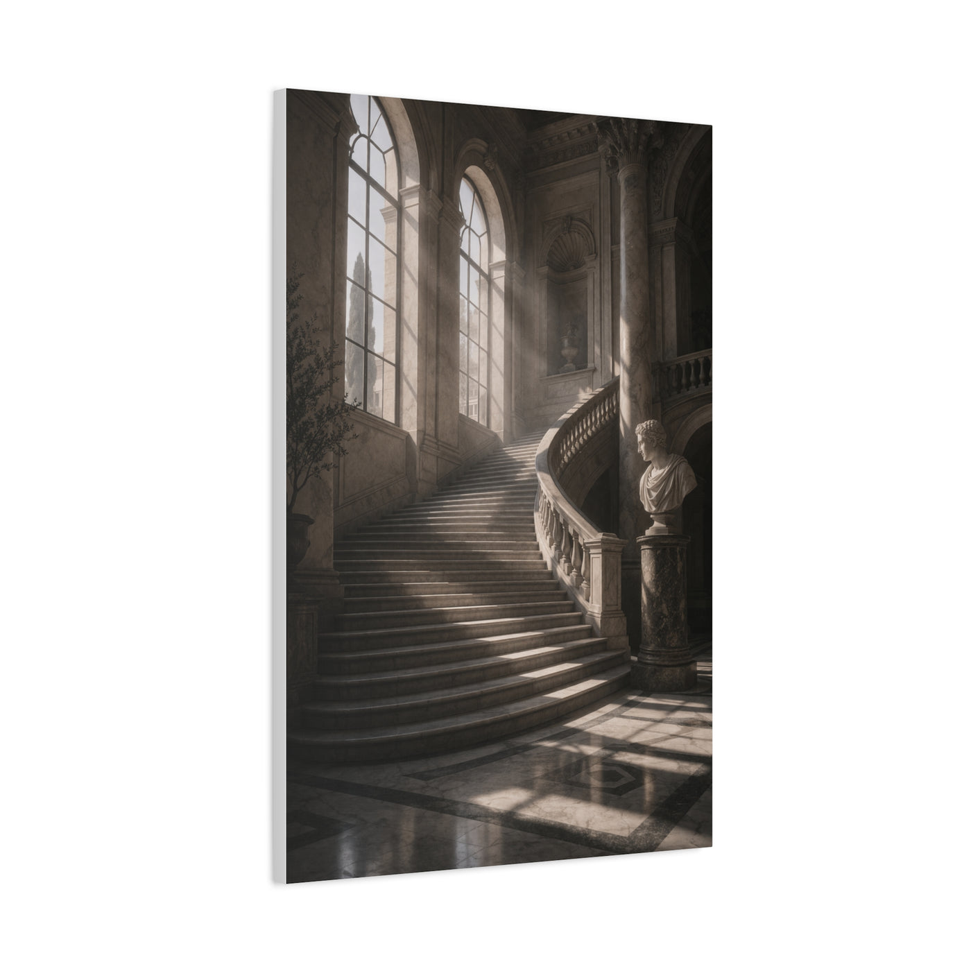 Sunlit Italian Palazzo Staircase Wall Art & Canvas Print