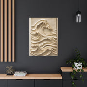Ivory Minimal Wave Relief Texture Wall Art & Canvas Print