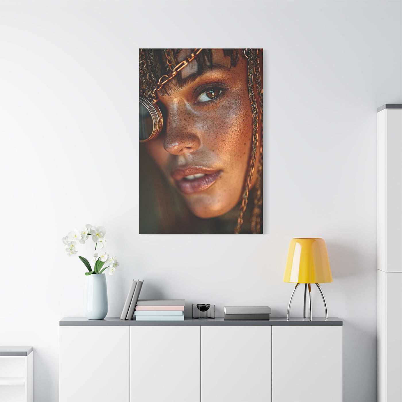 Copper Monocle Freckled Portrait Wall Art & Canvas Print