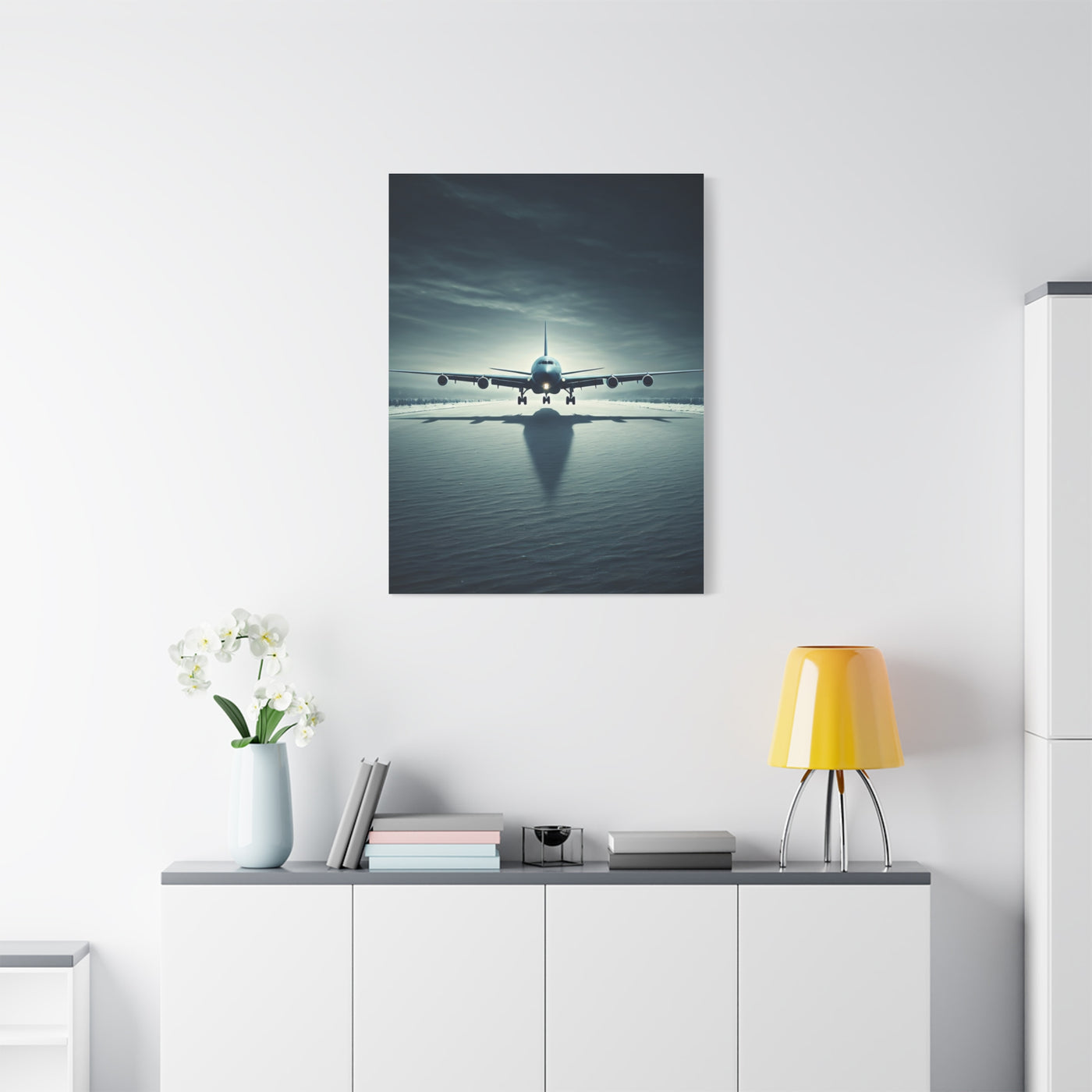 Stormy Runway Jet Arrival Wall Art & Canvas Prints