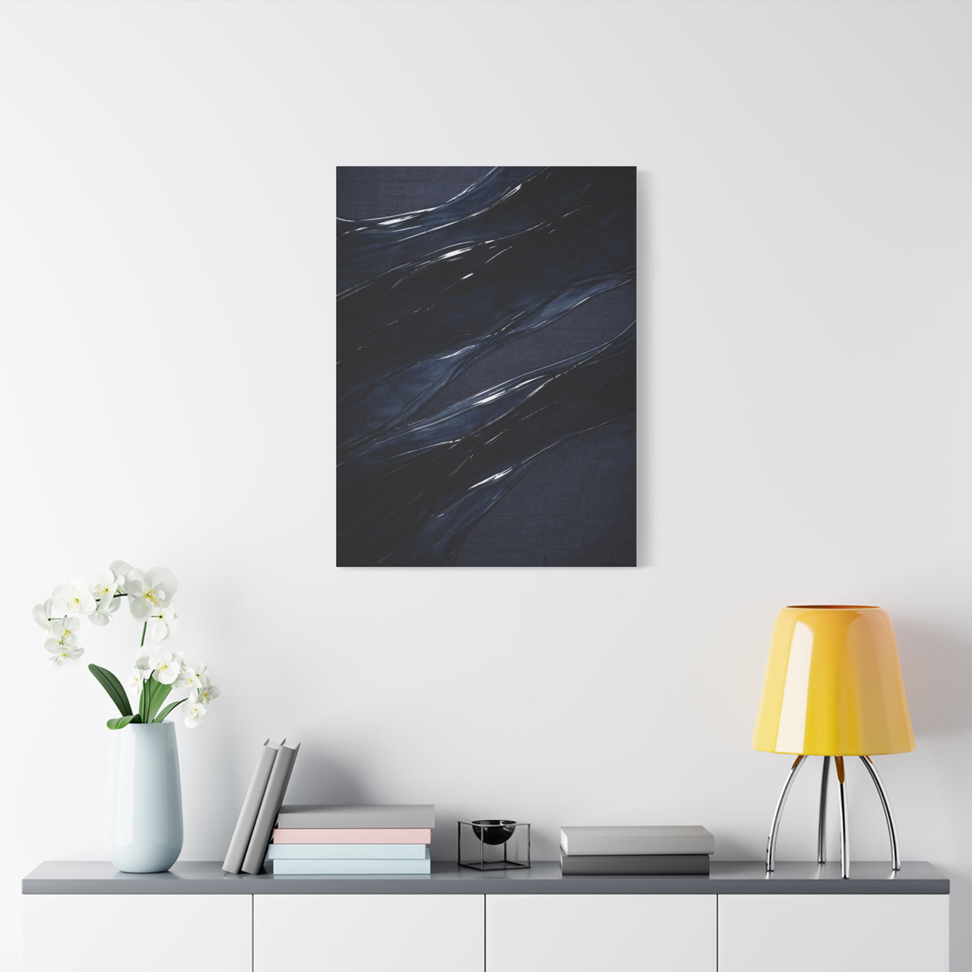 Fluid Navy Wave Abstraction Wall Art & Canvas Print