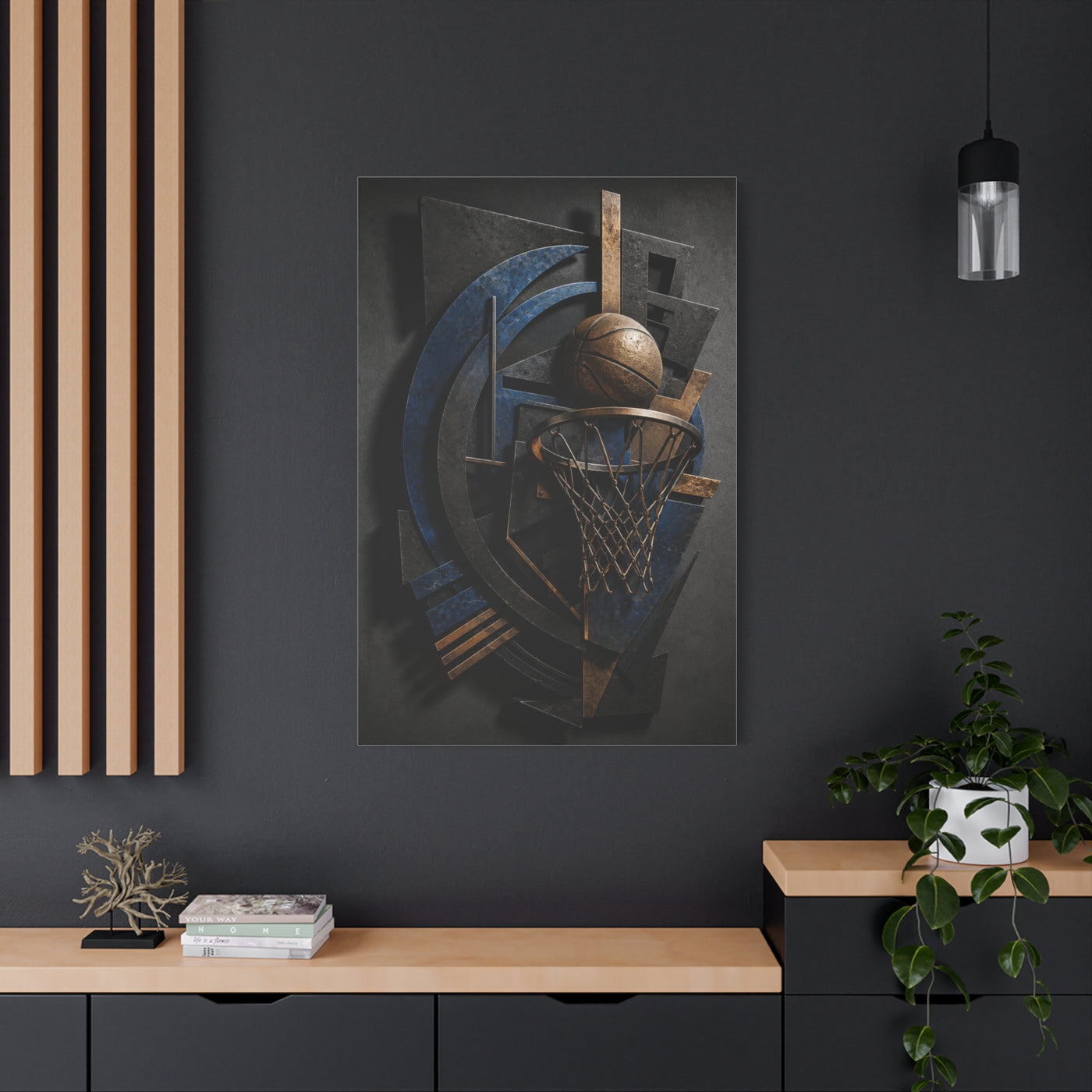 Layered Metal Basketball Sculpture Sports Wall Art & Canvas Print
