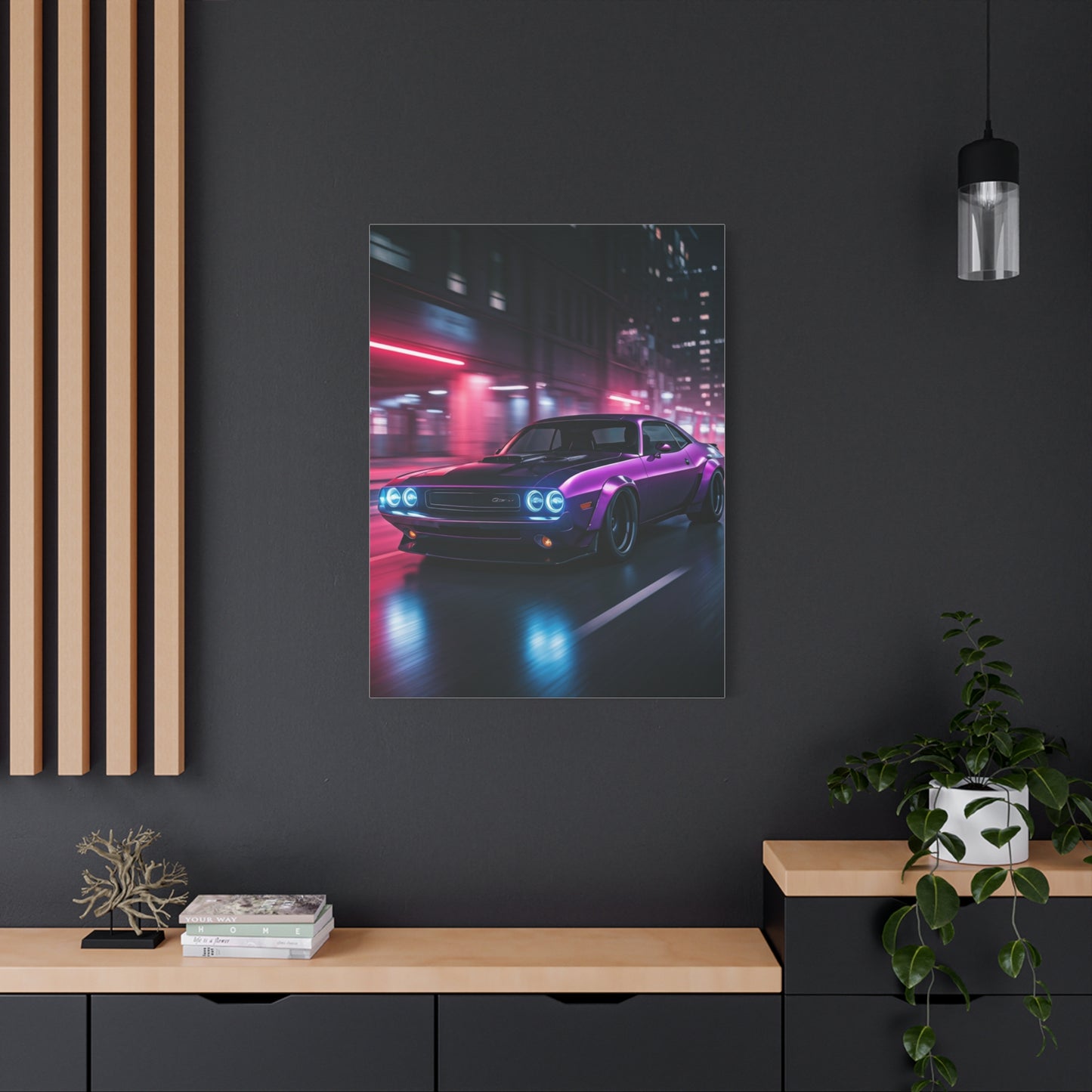 1970 Dodge Challenger Widebody Neon District Run Wall Art & Canvas Prints