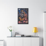 Radha and Krishna Moonlit Lotus Garden Wall Art & Canvas Print