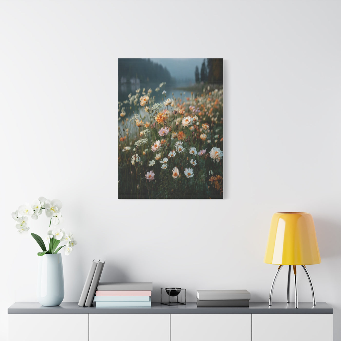 Wildflower Lakeside Meadow Wall Art & Canvas Print