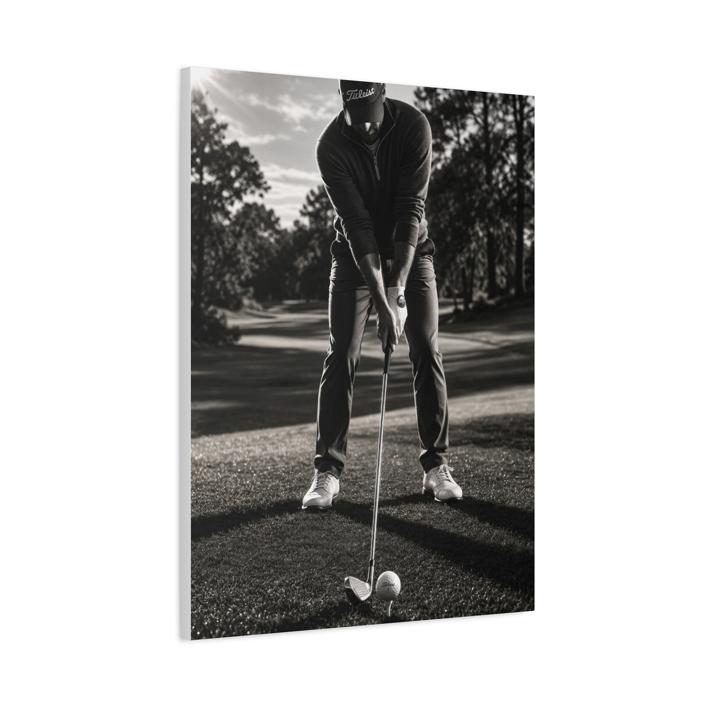 Black and White Golf Grip Portrait Wall Art & Canvas Print