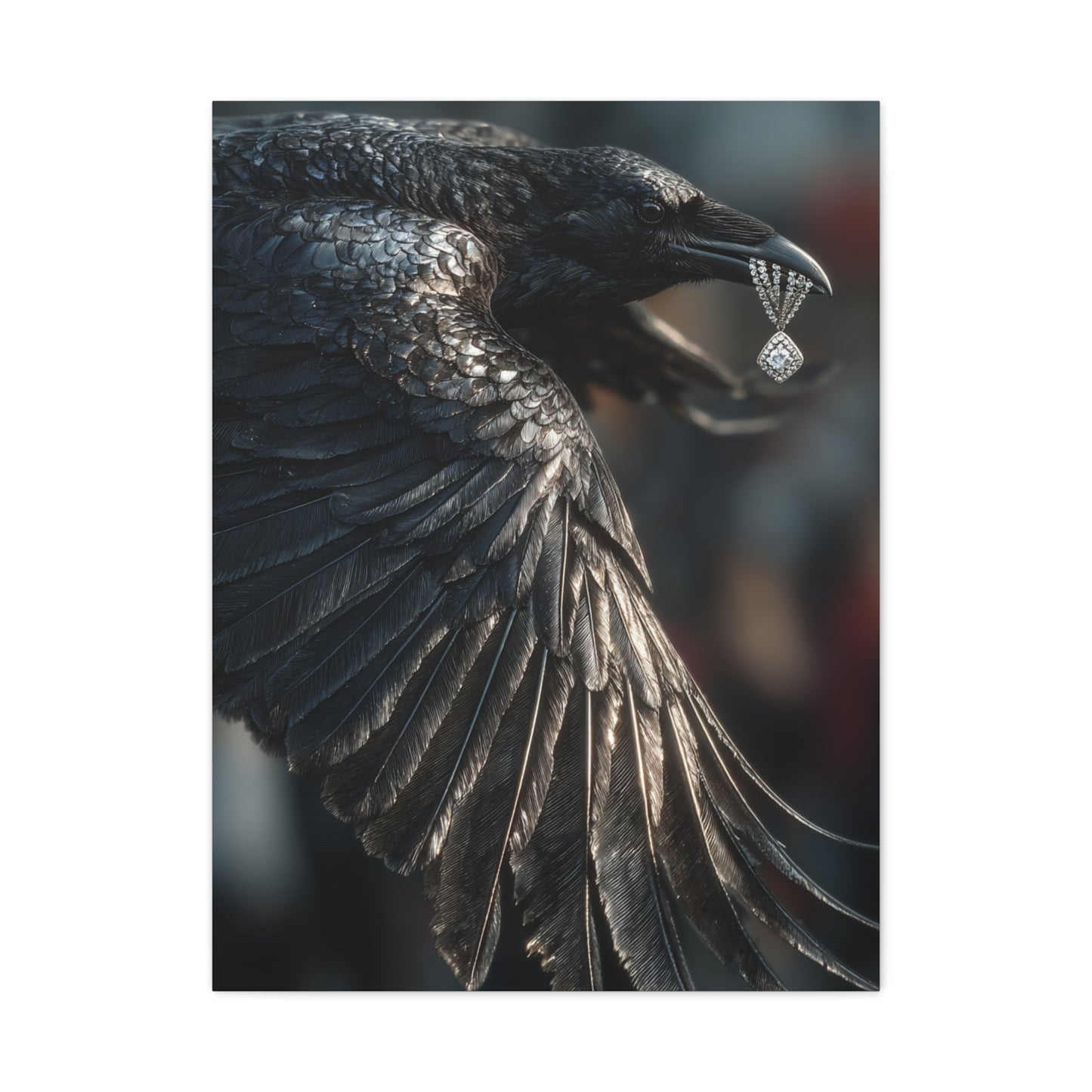 Crow Stealing Diamond Earring Wall Art & Canvas Print