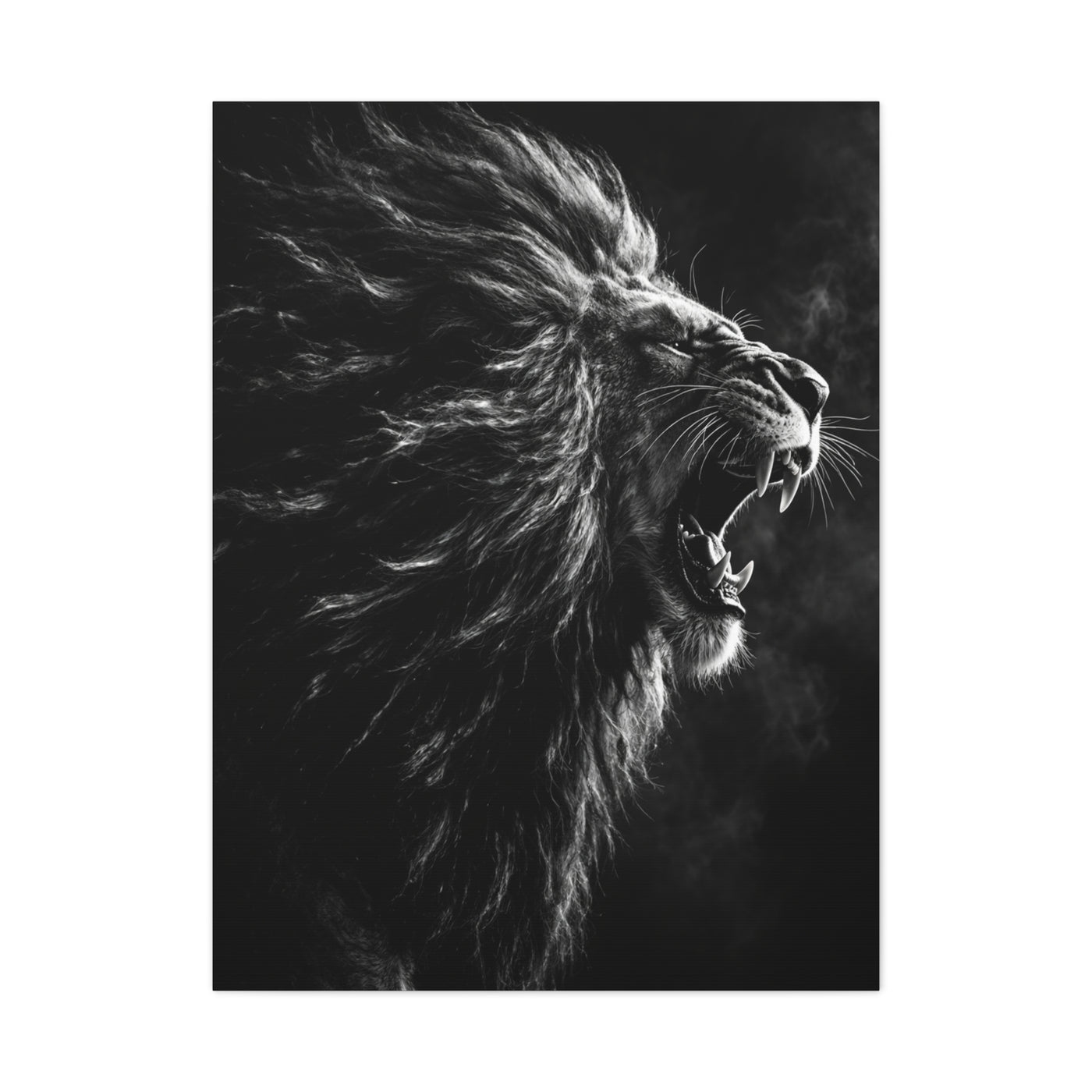 Roaring Lion Monochrome Power Wall Art & Canvas Print