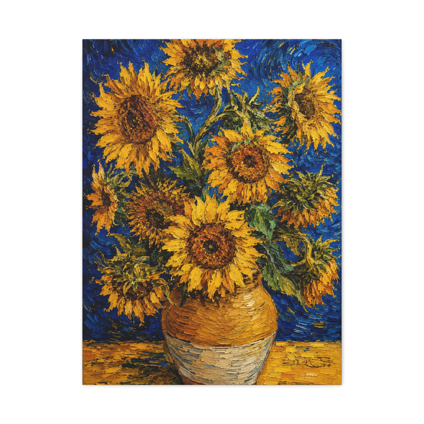 Impressionist Sunflower Vase Painting Wall Art & Canvas Print