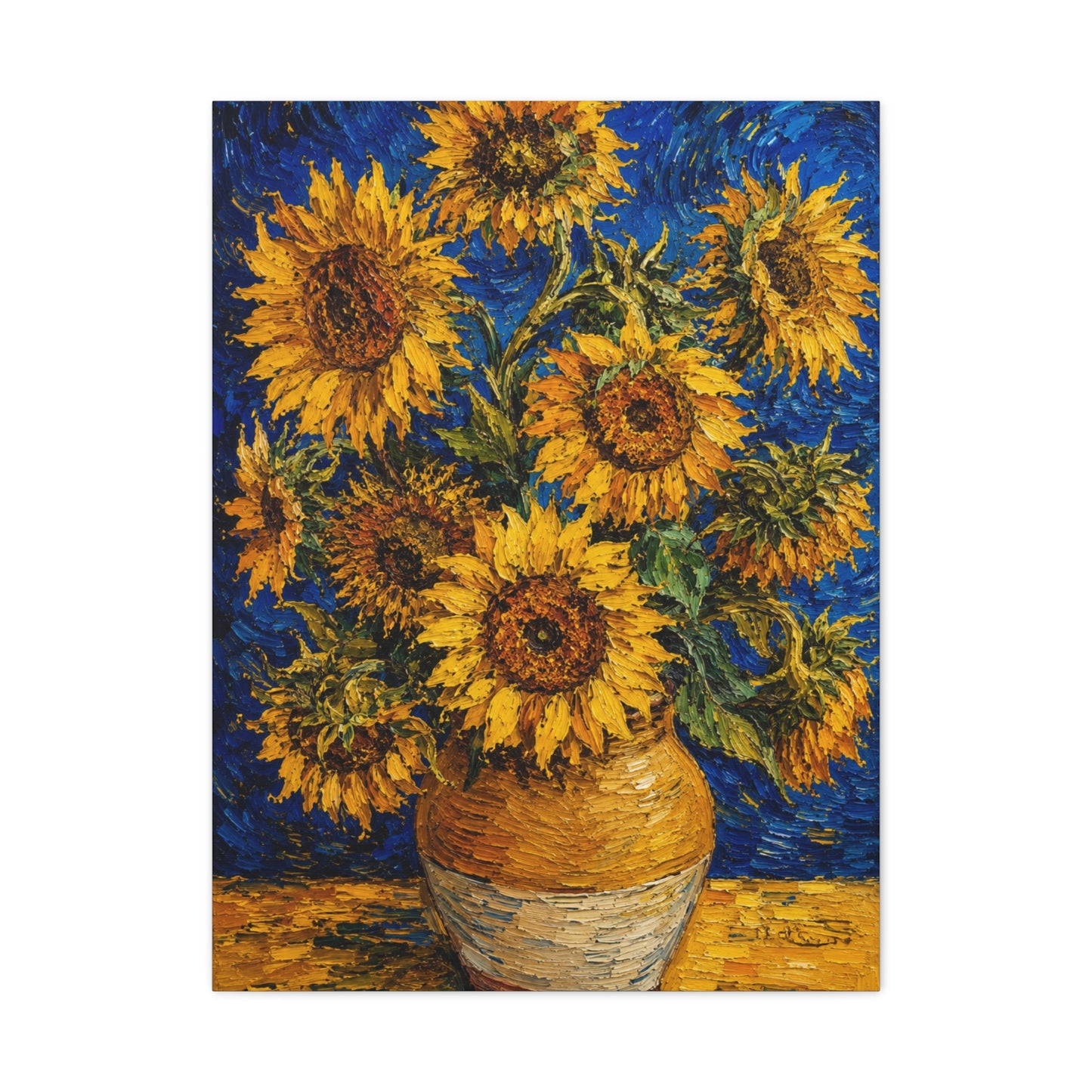 Impressionist Sunflower Vase Painting Wall Art & Canvas Print