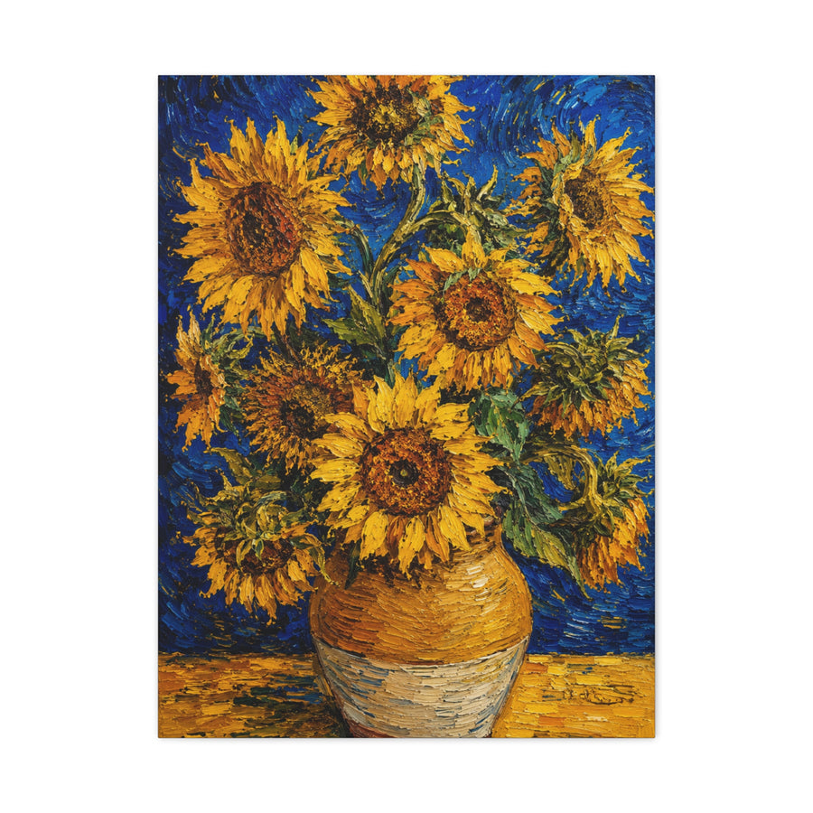 Impressionist Sunflower Vase Painting Wall Art & Canvas Print