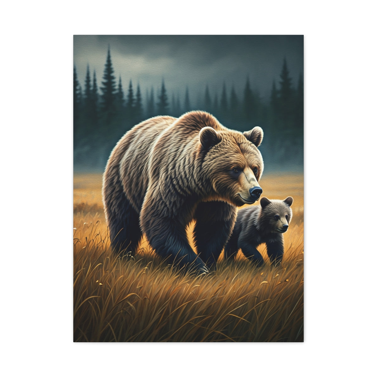 Mother and Cub Golden Meadow Wall Art & Canvas Prints