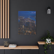 Aerial Manhattan Night Grid Wall Art & Canvas Print