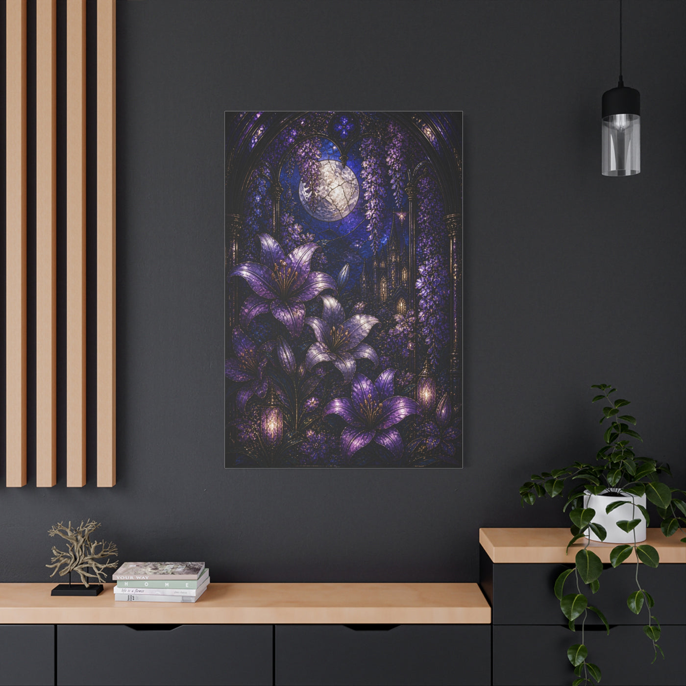 Stained Glass Violet Cathedral Garden Wall Art & Canvas Print