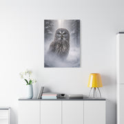 Great Grey Owl Winter Mist Portrait Wall Art & Canvas Print
