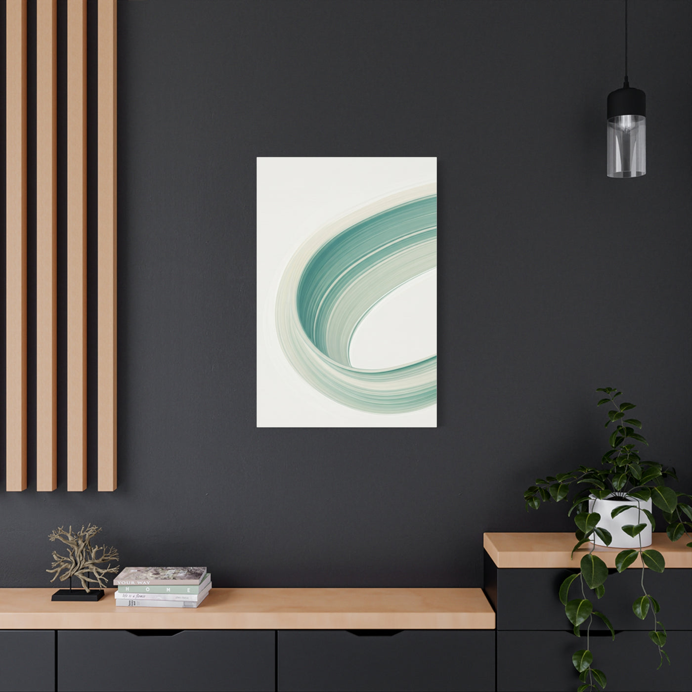 Teal Curve Minimal Abstract Wall Art & Canvas Prints