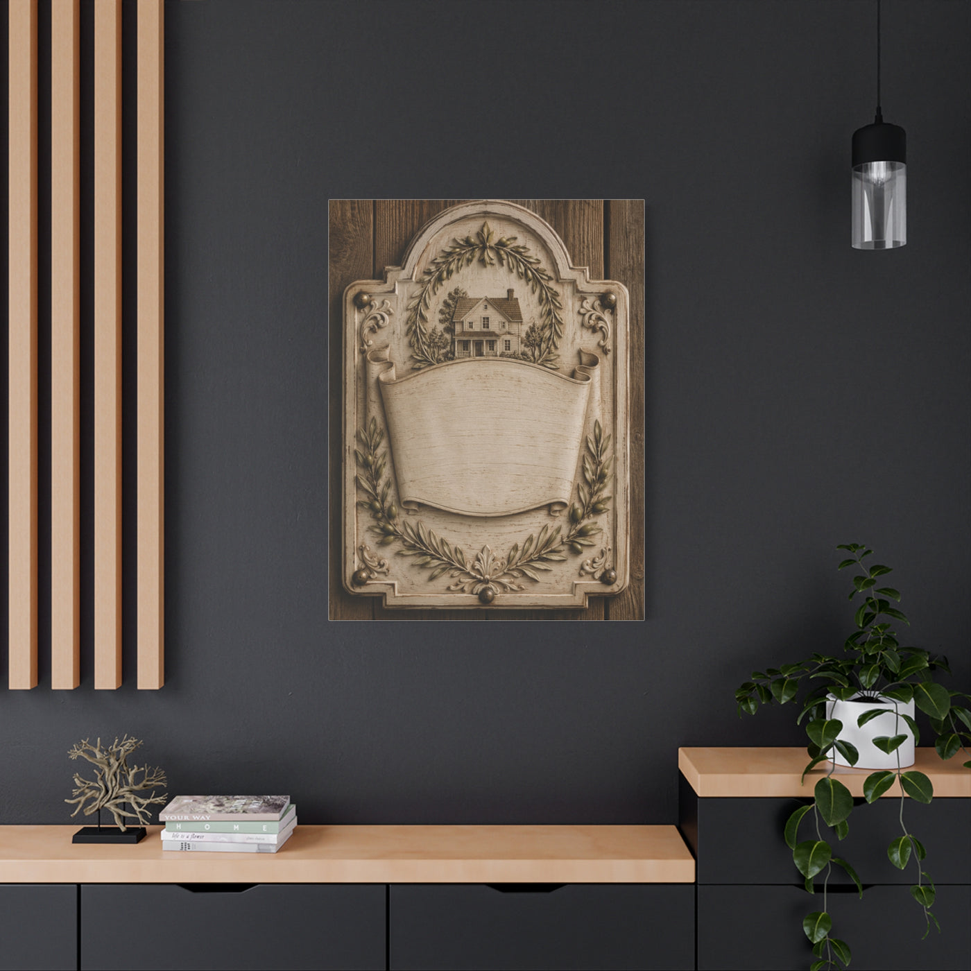 Home Blessing Carved Scripture Plaque Wall Art & Canvas Print