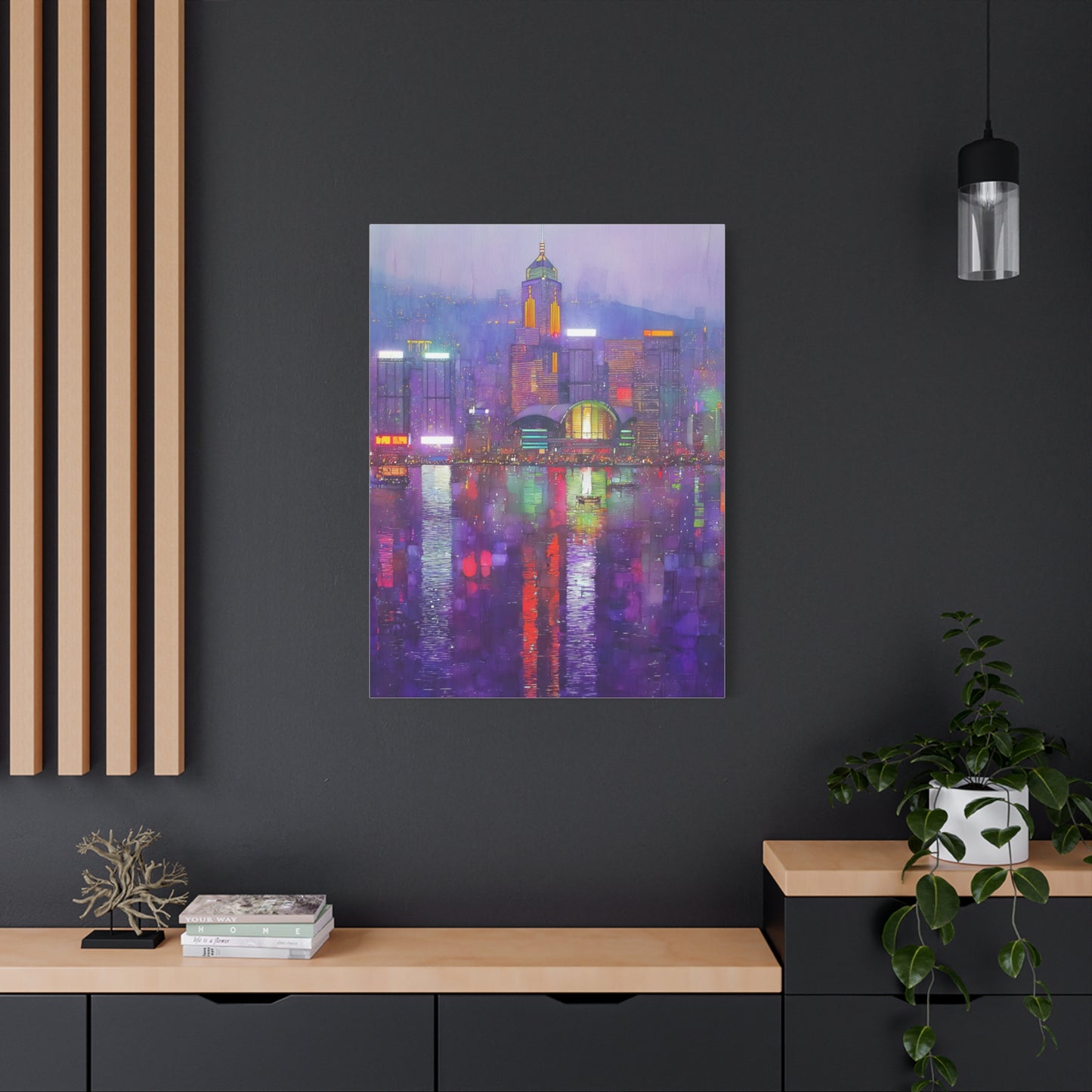 Hong Kong Skyline Neon Harbor Lights Wall Art & Canvas Print