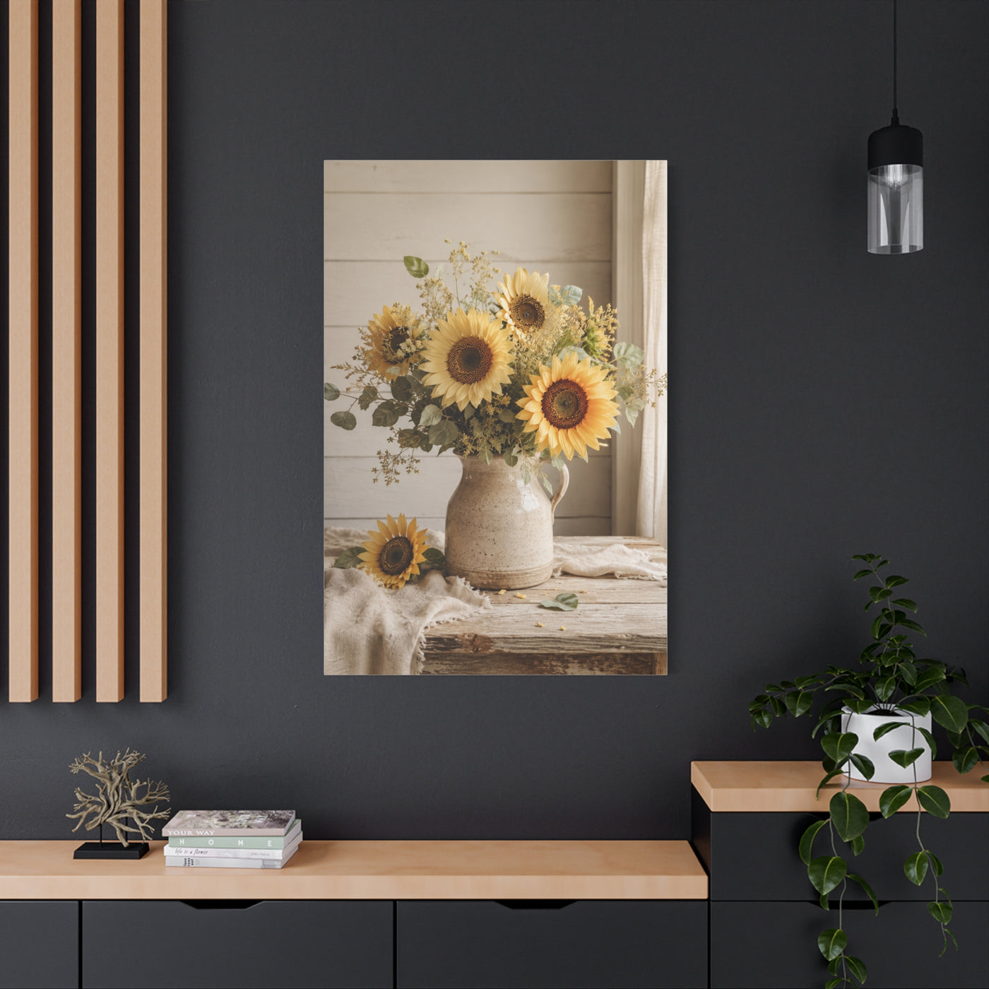 Soft Farmhouse Sunflower Bouquet Wall Art & Canvas Print
