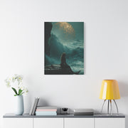 Golden Moon Ocean Silhouette Wall Art & Canvas Print
