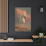 White Arabian Horse Golden Cloud Portrait Wall Art & Canvas Print