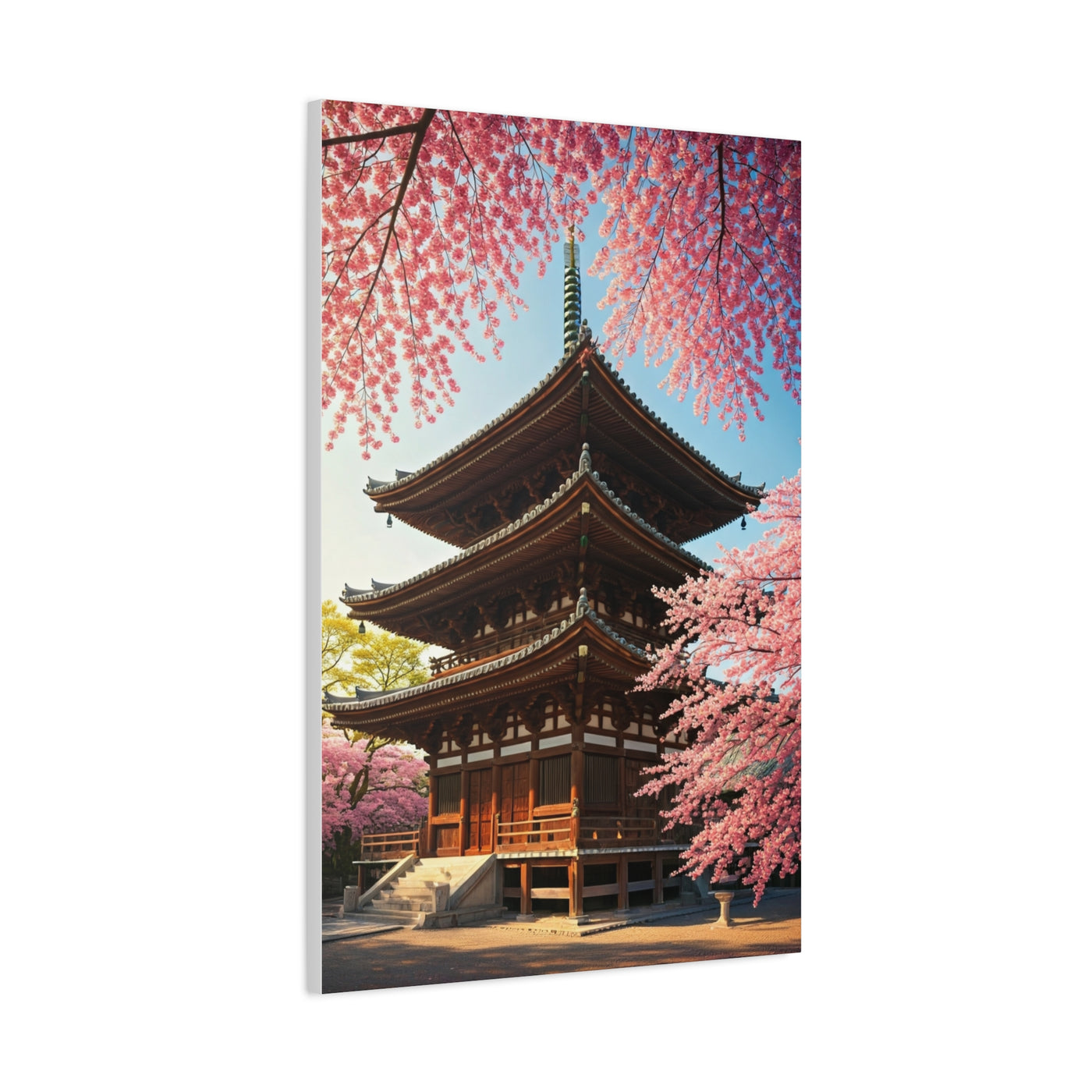 Traditional Japanese Pagoda With Cherry Blossoms Wall Art & Canvas Prints