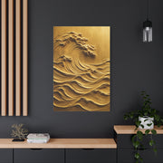 Golden Sculptural Wave Relief Wall Art & Canvas Print
